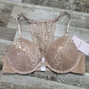 New Cherries Tan Lace Racerback Bra Size 30B